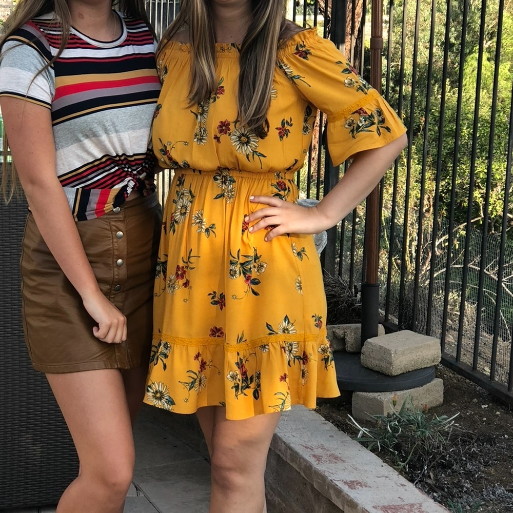 target xhilaration spring yellow off the shoulder floral dress